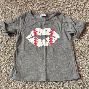 Gray Baseball Lips Kids T-Shirt